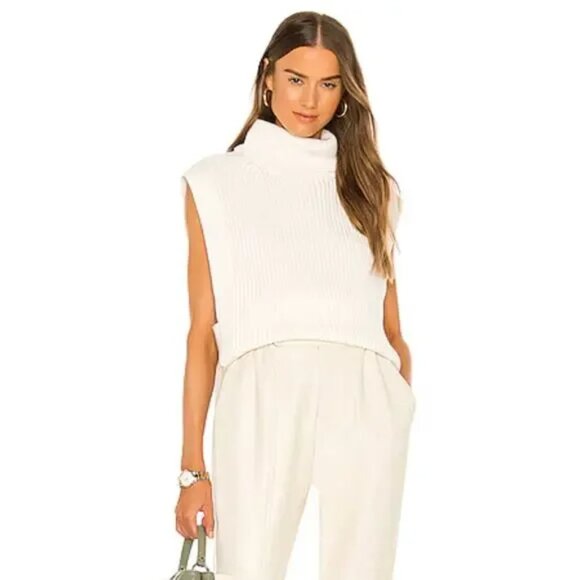 Vince Sleeveless Turtleneck Sweater S White Cream Wool Cashmere Capsule Knit - Picture 1 of 5